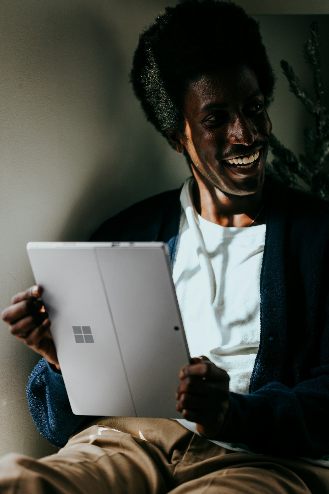 Man with Surface tablet